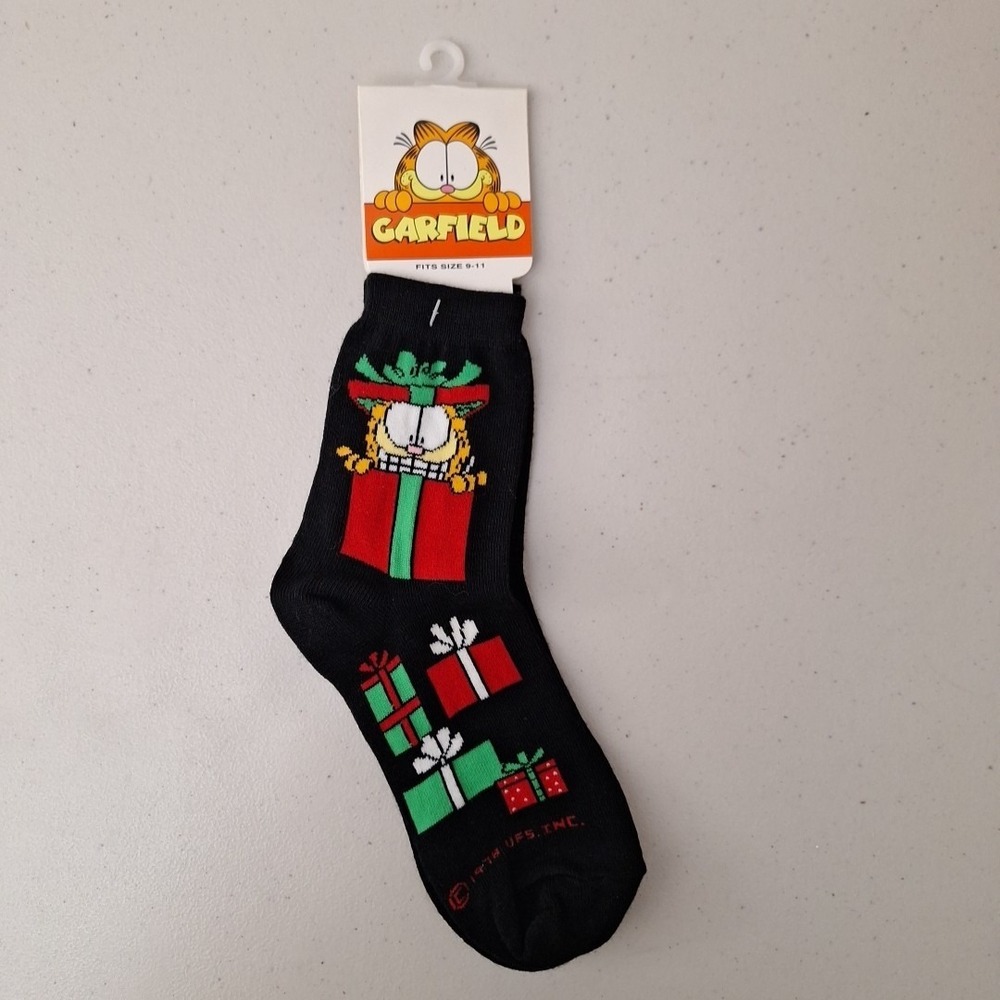 Vintage 1978 GARFIELD THE CAT Women's Crew Socks Christmas Novelty NWT